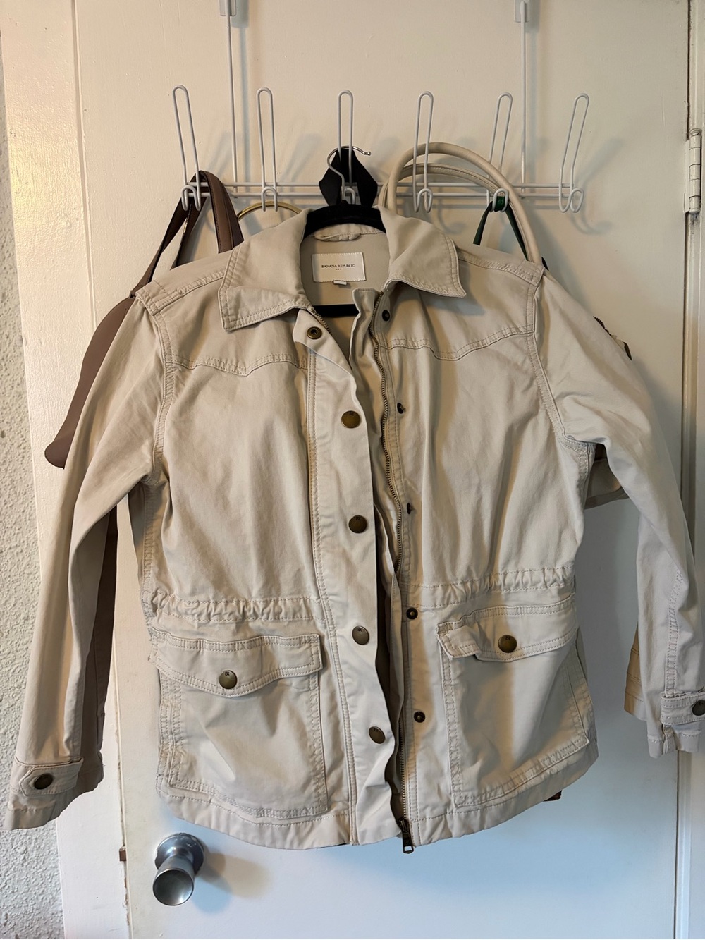 Banana Republic Light Cream Utility Jacket with Button Front